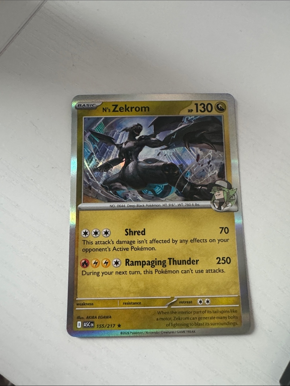 N’s Zekrom Pokémon Holo Foil Card